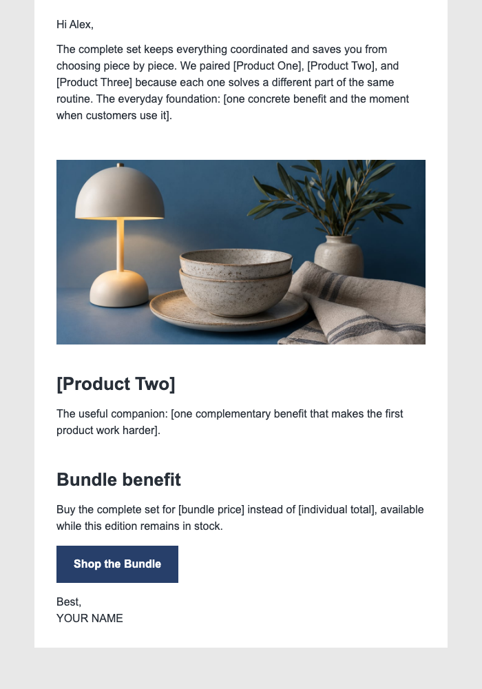 Complete Set Bundle Offer email design preview