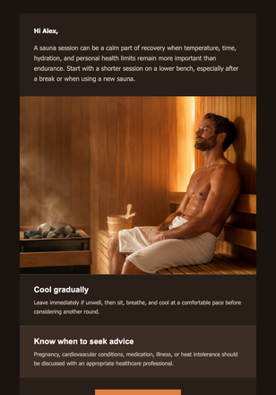 Your Sauna Recovery Guide email design preview