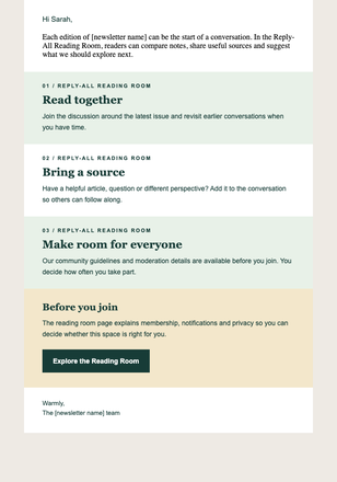 Pull Up a Chair for the Next Issue email design preview
