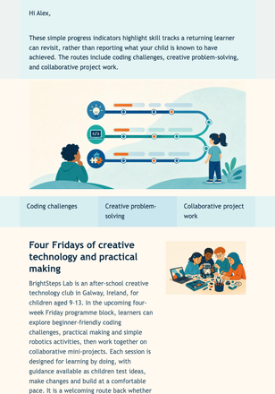 Friday Learning Return email design preview