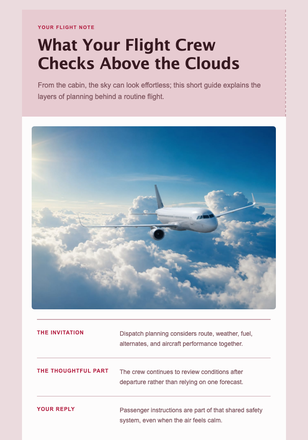 What Your Flight Crew Checks Above the Clouds email design preview
