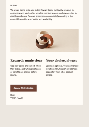 VIP Loyalty Invitation email design preview