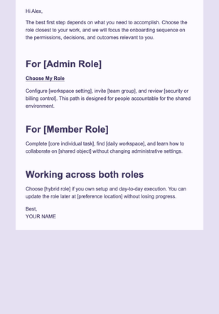 Role-Based Product Onboarding email design preview