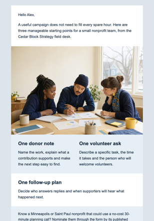 Giving Tuesday Field Note email design preview