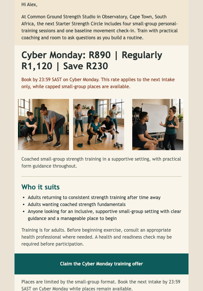 Cyber Monday Strength Circle email design preview