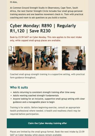 Cyber Monday Strength Circle email design preview