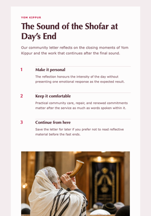 The Sound of the Shofar at Day’s End email design preview