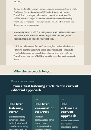 Founder’s Listening Notes email design preview