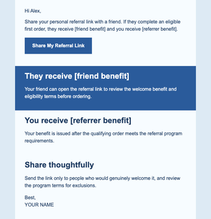 Referral with Benefits for Both email design preview