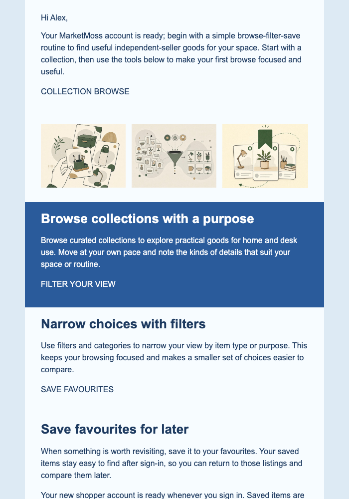 New Shopper Field Guide email design preview