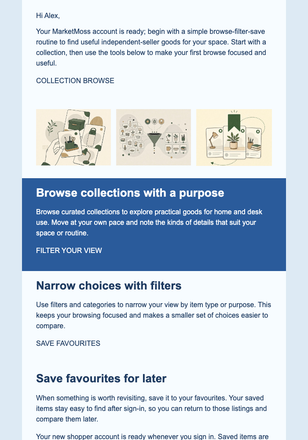 New Shopper Field Guide email design preview