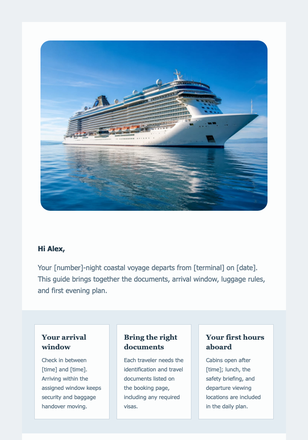 Your Coastal Voyage Boarding Guide email design preview