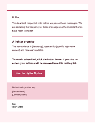Lower Frequency — Final Note email design preview