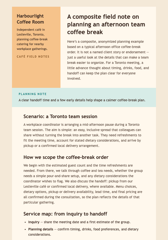 Café Catering Field Notes email design preview