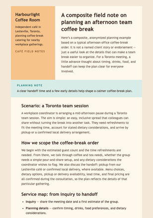 Café Catering Field Notes email design preview