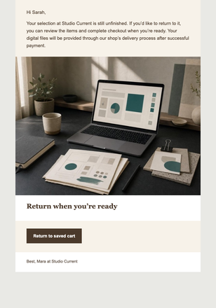 Studio Cart Return email design preview
