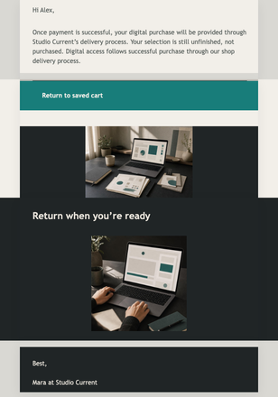 Studio Cart Return email design preview