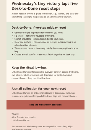 Wednesday Desk Reset Checklist email design preview