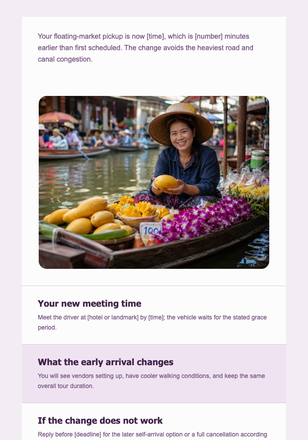 Floating Market Pickup Confirmed email design preview