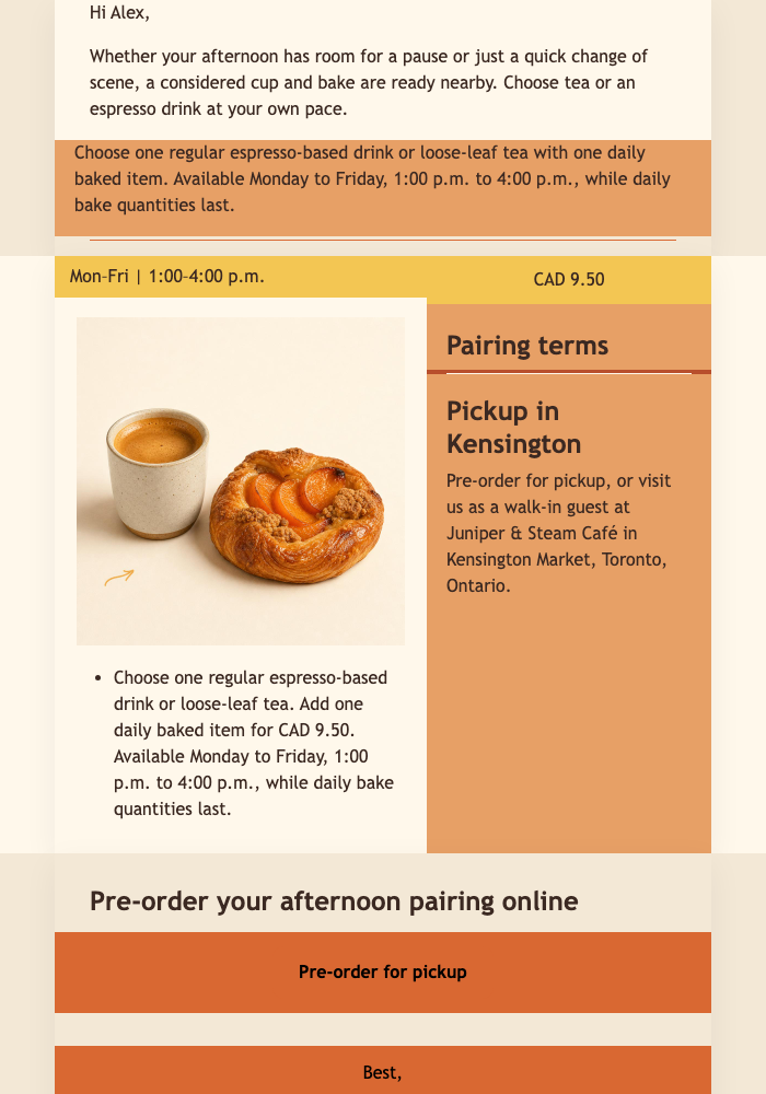 Afternoon Pairing Pickup email design preview