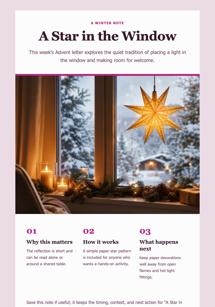 A Star in the Window email design preview