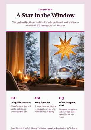 A Star in the Window email design preview