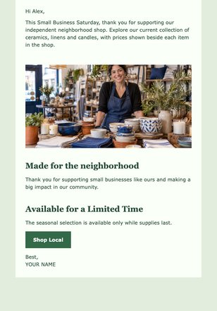 Small Business Saturday email design preview