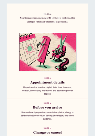 Your Haircut Has a Calendar Now email design preview