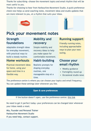 Choose Your Movement Notes email design preview