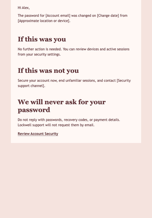 Password Changed Security Confirmation email design preview