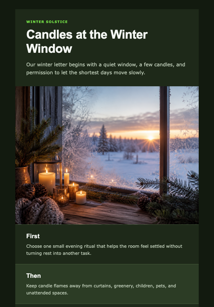 Candles at the Winter Window email design preview