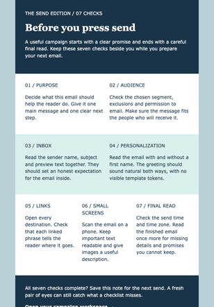 Checklist email design preview