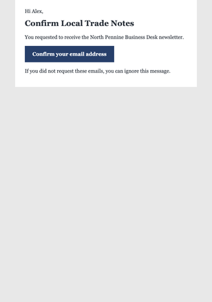 Confirm Local Trade Notes email design preview