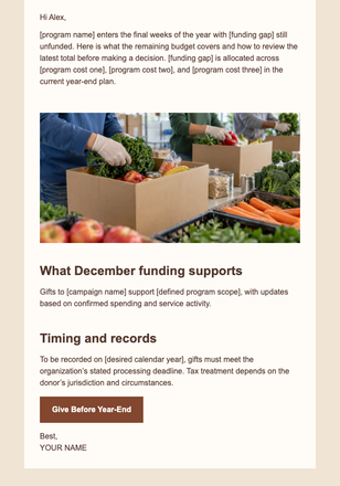 Nonprofit Year-End Giving email design preview