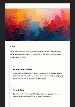 Art Exhibition Reminder email design preview