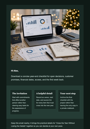 Close the Year Without Losing the Details email design preview