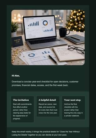 Close the Year Without Losing the Details email design preview