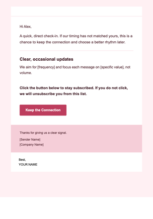 Frequency Reset — Clear email design preview