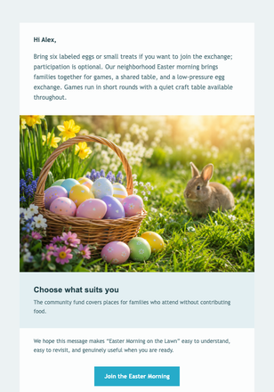 Easter Morning on the Lawn email design preview