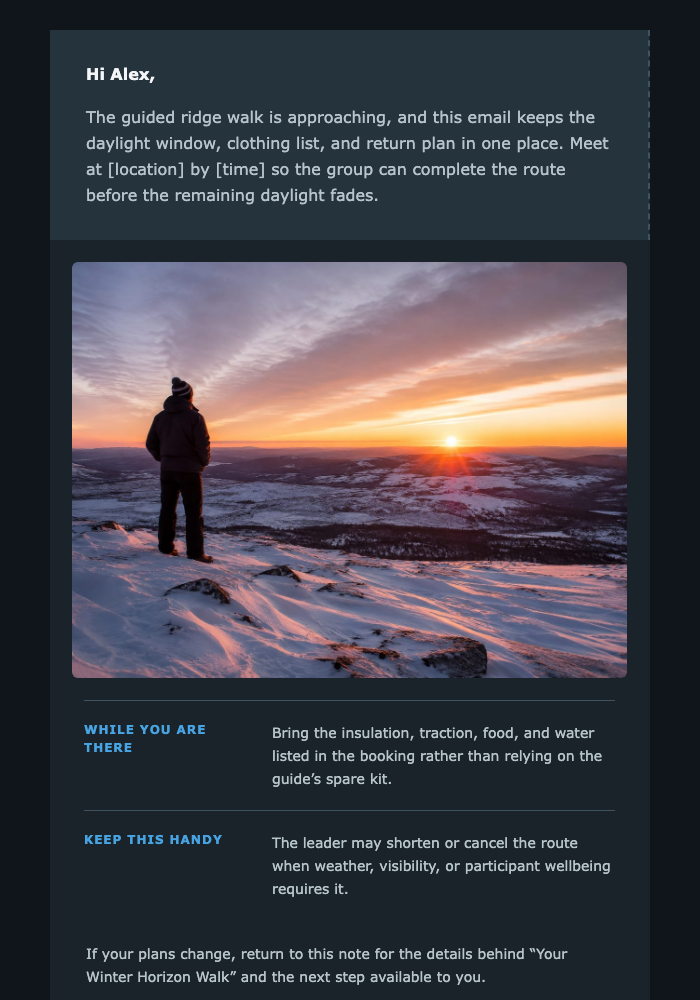 Your Winter Horizon Walk email design preview