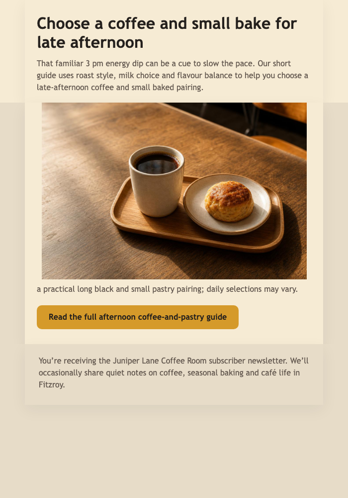 Afternoon Coffee Pairing Guide email design preview