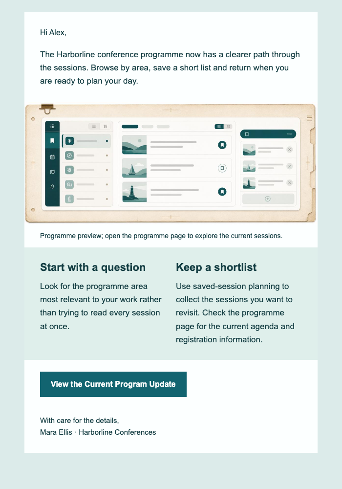 Program Journal Update email design preview