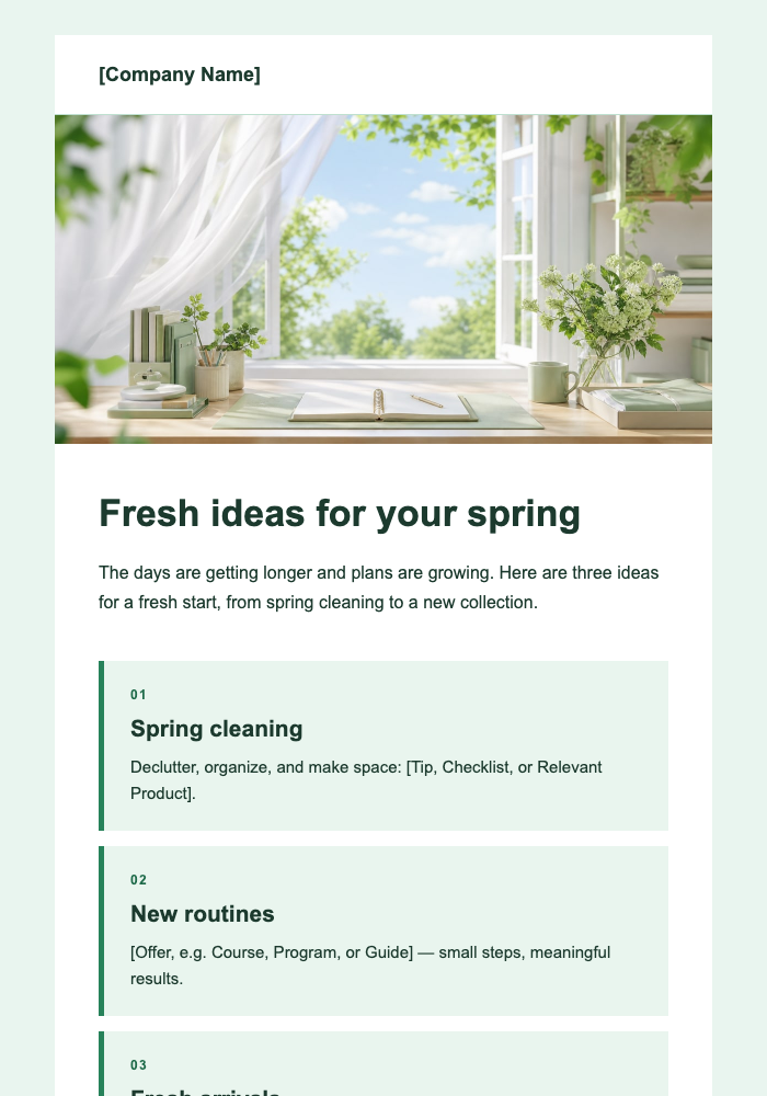 Spring Fresh Start email design preview
