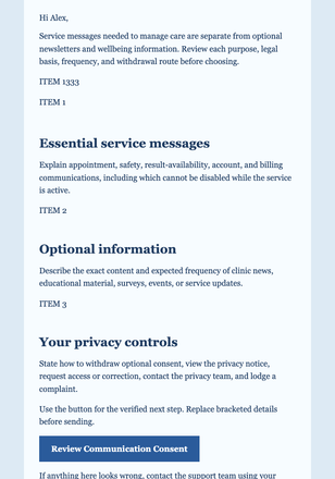 Your Health Email Choices email design preview