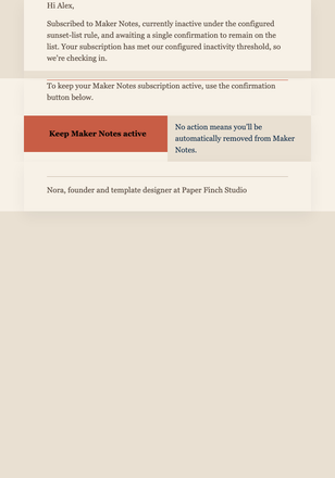 Keep Maker Notes Active email design preview
