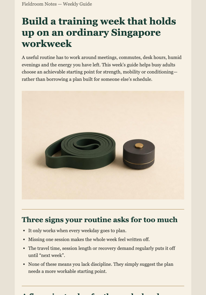 The Realistic Training Week Guide email design preview