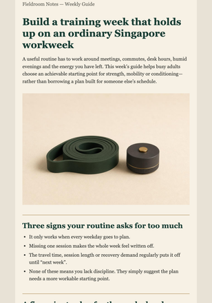 The Realistic Training Week Guide email design preview
