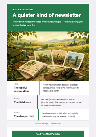 The Monthly Field Notes — General Newsletter email design preview