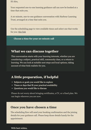 Book Your Learning Guidance Call email design preview