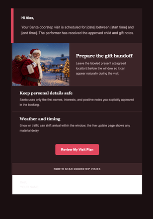 Your Santa Visit Window email design preview